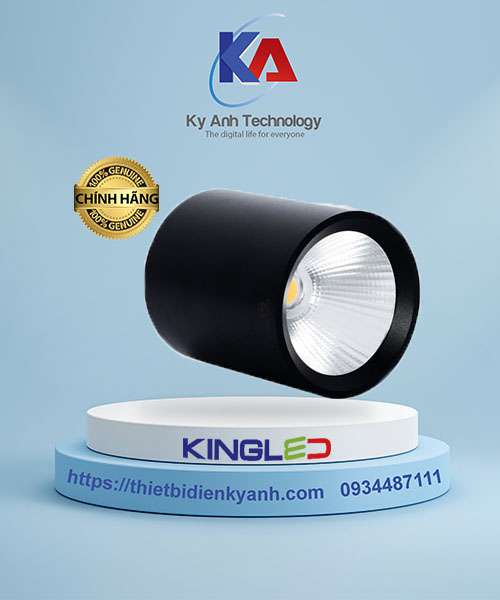 Đèn LED Ống Bơ Chiếu Rọi Peridot 15W KingLED vỏ đen OBR-15SS-V-TT-T-D