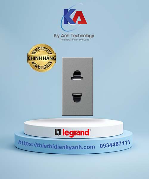 Ổ cắm 2P Âu Mỹ 16A 1M màu xám Legrand Arteor 572604