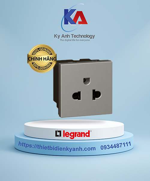 Ổ cắm đơn 3 chấu 16A 2M màu xám Legrand Arteor 572616