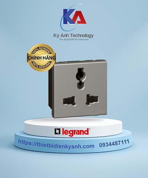 Ổ cắm đơn đa năng 16A 2M màu xám Legrand Arteor 572623