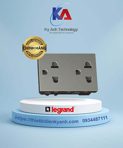 Ổ cắm đôi 3 chấu 16A 3M màu xám Legrand Arteor 572633
