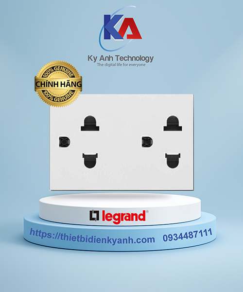 Ổ cắm đôi 3 chấu 16A 3M màu trắng Legrand Arteor 572133